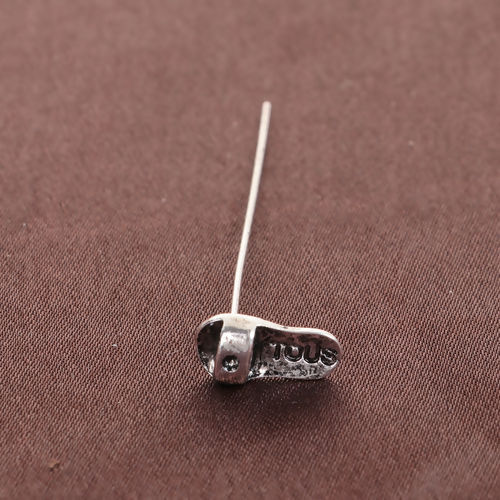 亜鉛合金 ハンドメイド/DIY 基礎金具 玉 ピン 銀古美 靴 ( ss6 ポイントバック・ラインストーンに適応) 5.8cm長さ、 0.7mm、 （21号） 20 個 の画像
