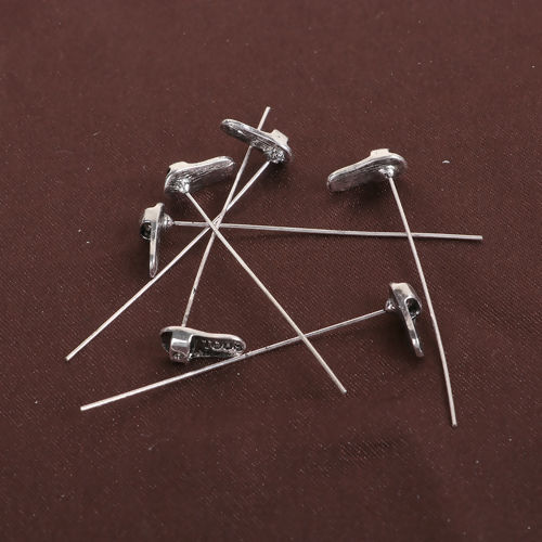 亜鉛合金 ハンドメイド/DIY 基礎金具 玉 ピン 銀古美 靴 ( ss6 ポイントバック・ラインストーンに適応) 5.8cm長さ、 0.7mm、 （21号） 20 個 の画像