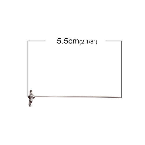 亜鉛合金 ハンドメイド/DIY 基礎金具 玉 ピン 銀古美 リボン 5.5cm長さ、 0.7mm、 （21号） 20 個 の画像