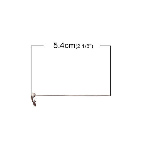 亜鉛合金 ハンドメイド/DIY 基礎金具 玉 ピン 銀古美 月 5.4cm長さ、 0.7mm、 （21号） 20 個 の画像