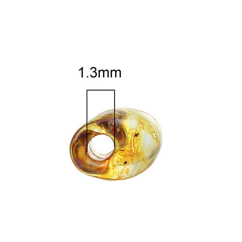 （日本輸入） ガラス ロングマガ玉ビーズ 煙黄色 スモーク効果 透明 約 8mm x 4mm - 7mm x4mm、 穴: 約 1.3mm、 10 グラム (約 8 個/グラム) の画像