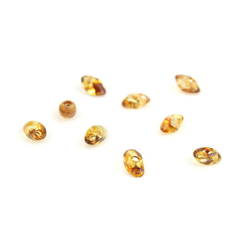 （日本輸入） ガラス ロングマガ玉ビーズ 煙黄色 スモーク効果 透明 約 8mm x 4mm - 7mm x4mm、 穴: 約 1.3mm、 10 グラム (約 8 個/グラム) の画像