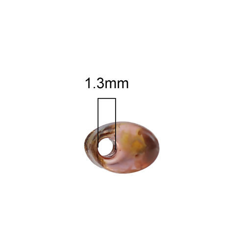 （日本輸入） ガラス ロングマガ玉ビーズ くるみ色 スモーク効果 透明 約 8mm x 4mm - 7mm x4mm、 穴: 約 1.3mm、 10 グラム (約 8 個/グラム) の画像