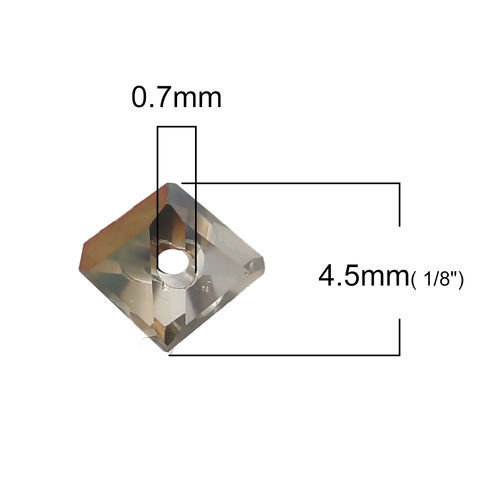 Image de Perles en Verre Triangle Fumée Jaune Couleur AB A Facettes 4.5mm x 3mm, Tailles de Trous: 0.7mm, 40 Pcs