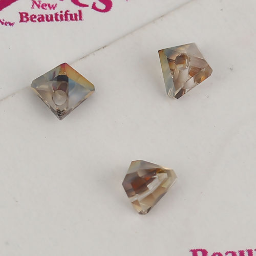 Image de Perles en Verre Triangle Fumée Jaune Couleur AB A Facettes 4.5mm x 3mm, Tailles de Trous: 0.7mm, 40 Pcs