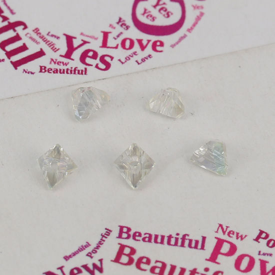 Image de Perles en Verre Triangle Fumée Jaune Couleur AB A Facettes 4.5mm x 3mm, Tailles de Trous: 0.7mm, 40 Pcs