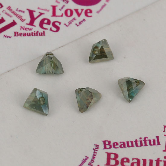 Image de Perles en Verre Triangle Fumée Jaune Couleur AB A Facettes 4.5mm x 3mm, Tailles de Trous: 0.7mm, 40 Pcs