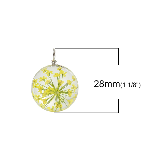 Image de Breloques en Fleurs Séchées Jaune 28mm x 20mm, 2 Pcs