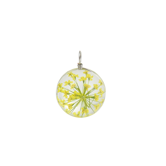 Image de Breloques en Fleurs Séchées Jaune 28mm x 20mm, 2 Pcs