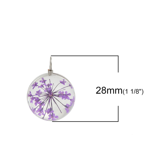 Image de Breloques en Fleurs Séchées Violet 28mm x 20mm, 2 Pcs