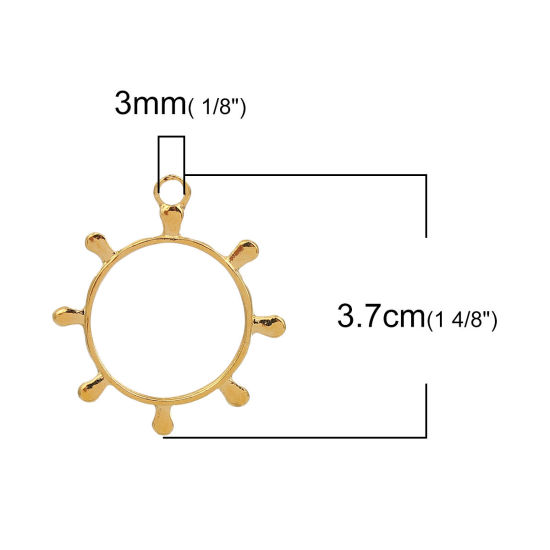 亜鉛合金 レジン フレーム 空枠パーツ 金メッキ 舵 37mm x 32mm、 10 個 の画像