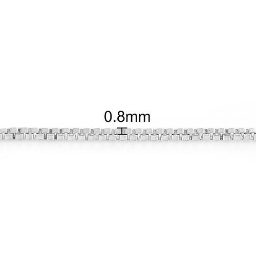 2 メートル 真鍮 ボックスチェーン手作り DIY ジュエリーアクセサリー作りのパーツ シルバートーン 0.8x0.8mm、 の画像