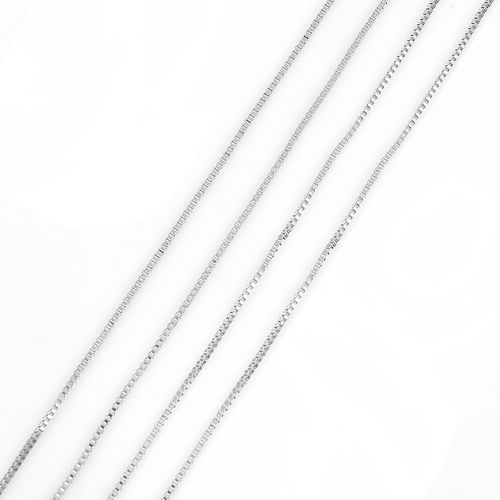 2 メートル 真鍮 ボックスチェーン手作り DIY ジュエリーアクセサリー作りのパーツ シルバートーン 0.8x0.8mm、 の画像