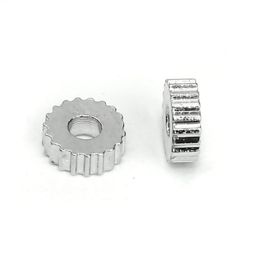 Imagen de Brass Beads Round Silver Tone About 3.5mm( 1/8") Dia, Hole: Approx 1.2mm, 200 PCs