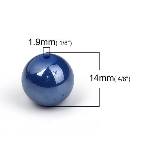 アクリル ビーズ 円形 ランダムな色 不透明 つやだし 約 14mm直径、 穴：約 1.9mm、 50 個 の画像