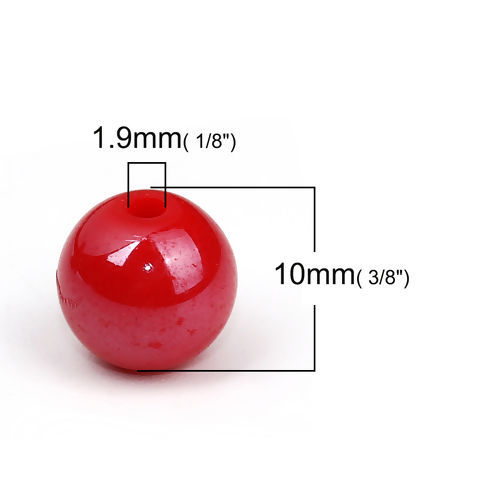 アクリル ビーズ 円形 ランダムな色 不透明 つやだし 約 10mm直径、 穴：約 1.9mm、 100 個 の画像