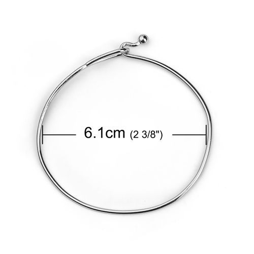 Image de Bracelets en Laiton Rond Argenté Pouvoir Ouvrir 19.5cm long, 1 Pièce