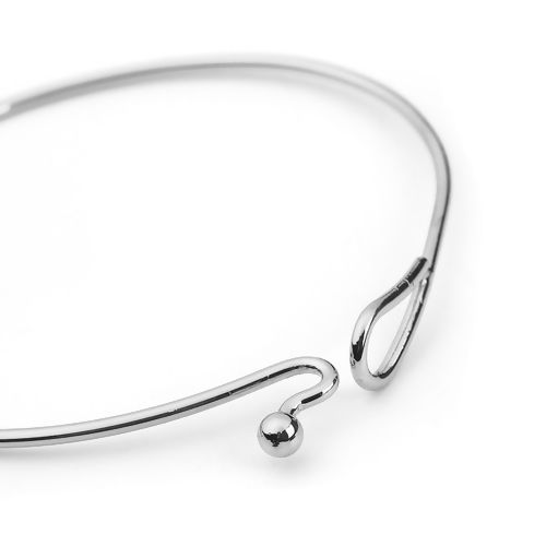 Image de Bracelets en Laiton Rond Argenté Pouvoir Ouvrir 19.5cm long, 1 Pièce
