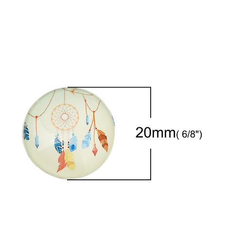 ガラス ドームシール カボション 円形 フラット 多色 ドリームキャッチャー 20mm直径、 30 個 の画像