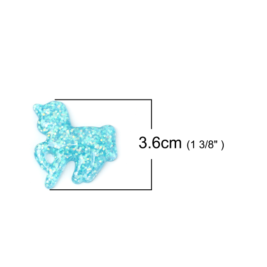 Immagine di Resina Dome Seals Cabochon Cavallo Blu AB Colore Tondo " Paillettes 36mm x 34mm, 10 Pz