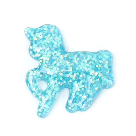 Immagine di Resina Dome Seals Cabochon Cavallo Blu AB Colore Tondo " Paillettes 36mm x 34mm, 10 Pz
