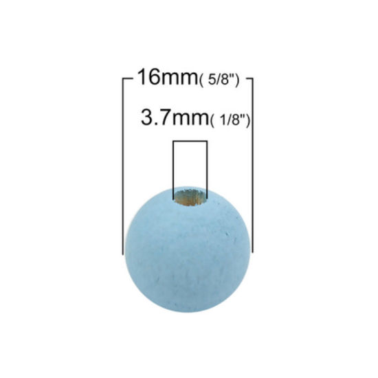 檜木材 ビーズ 円形 薄ピンク 約 16mm直径、 穴：約 3.7mm、 100 個 の画像