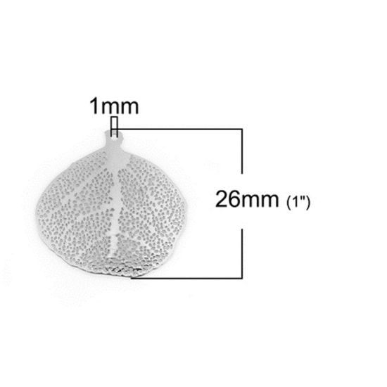 合金 ペンダント 葉 KC金メッキ 透かしパーツ 36mm x 17mm、 10 個 の画像