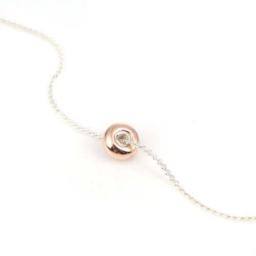 Image de Perles à Fermoir Coulissant en Laiton Rond Or Rose Avec Noyau de Silicone Ajustable 8mm Dia, Trou: 2.2mm, 5 Pcs