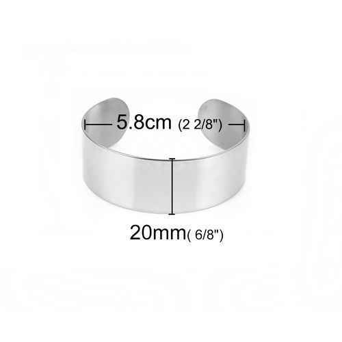 Image de Bracelets en 304 Acier Inoxydable Arc Argent Mat Brunissant 16cm Long, 2 Pcs
