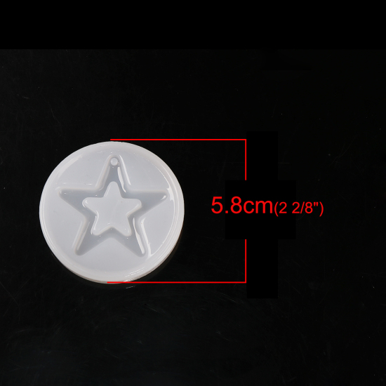 Image de Moule en Silicone Rond Blanc Pentacle 5.8cm Dia., 2 Pcs