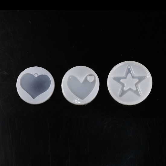 Image de Moule en Silicone Rond Blanc Pentacle 5.8cm Dia., 2 Pcs