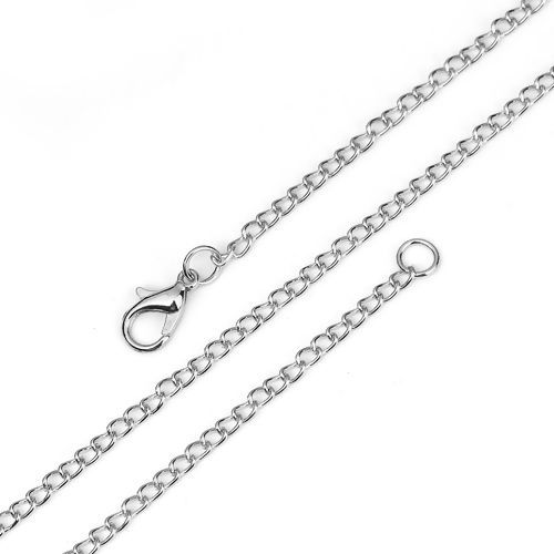 合金 喜平チェーン ネックレス シルバートーン 46cm長さ、 チェーンサイズ: 4x2.5mm、 1 パック （ 12 個/パック） の画像