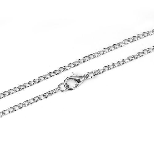 合金 喜平チェーン ネックレス シルバートーン 46cm長さ、 チェーンサイズ: 4x2.5mm、 1 パック （ 12 個/パック） の画像
