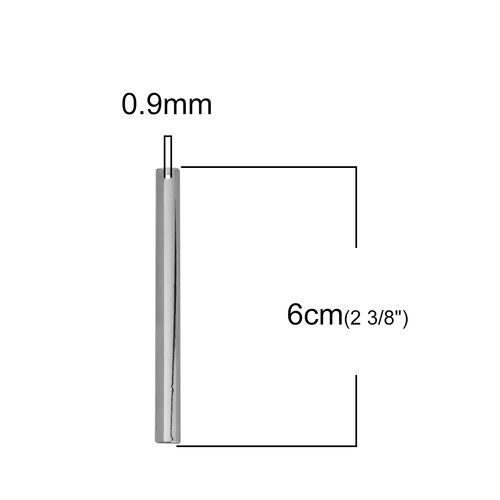 真鍮 ペンダント 長方形 シルバートーン 60mm x 5mm、 10 個 の画像