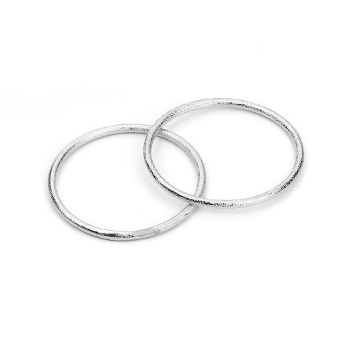 Image de Bracelets en Laiton Rond Argent Mat Amas Stellaire 23cm long, 2 Pcs