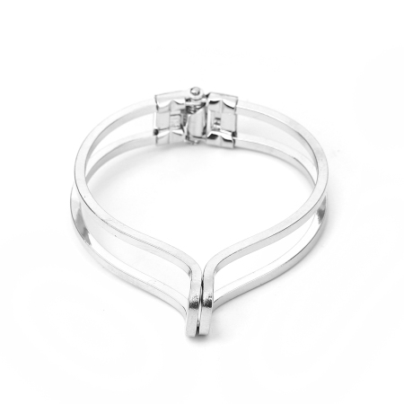 Ottone Aprire Braccialetti Tondo Tono Argento 18.5cm Lunghezza, 2 Pz