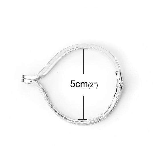 Image de Bracelet Manchette Jonc Semi-Ouvert en Laiton Rond Argent Mat 18.5cm long, 2 Pcs