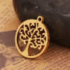 Picture of Aluminum Alloy Charms Round Golden Tree 17mm( 5/8") x 15mm( 5/8"), 2 PCs