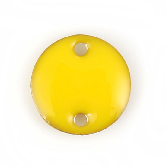 Image de Connecteurs Sequins Emaillés Double Face en Laiton Rond Sans Plaqué Jaune Email 12mm Dia, 10 Pcs