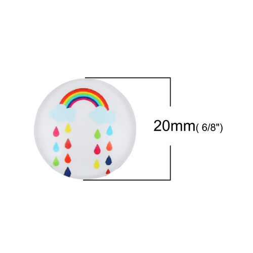 Image de Cabochon Dôme en Verre Rond Dos Plat Multicolore Arc-en-ciel 20mm Dia, 30 Pcs