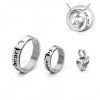 Picture of 304 Titanium Steel Cremation Ash Urn Charms Heart Silver Tone Circle Ring Message " Mom " 27mm(1 1/8") Dia. 19mm( 6/8") Dia. 17mm x12mm( 5/8" x 4/8"), 1 Set (3PCs/Set)”