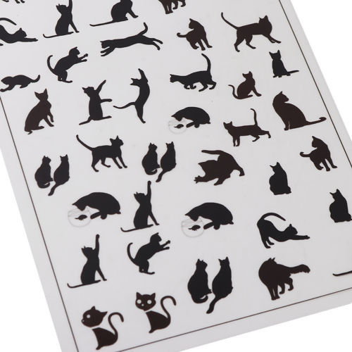 Image de Cabochon Dôme en Résine & PVC Rectangle Noir Chats 15cm x 10.5cm, 2 Pièces