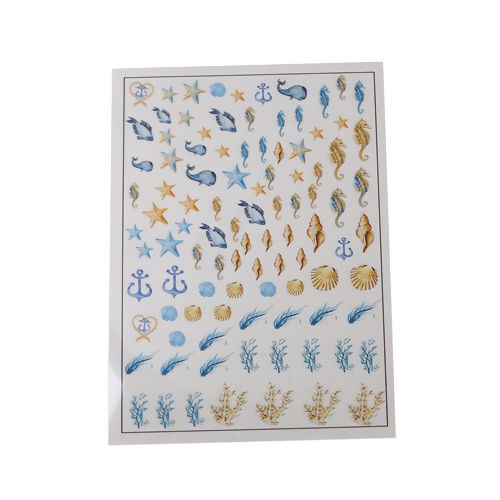 Image de DIY Papier Autocollant Décoration en Résine & PVC Rectangle Multicolore Animal Marin 15cm x 10.5cm, 2 Pièces