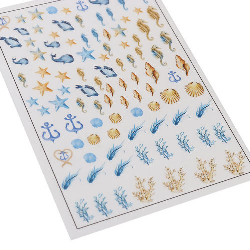 Image de DIY Papier Autocollant Décoration en Résine & PVC Rectangle Multicolore Animal Marin 15cm x 10.5cm, 2 Pièces
