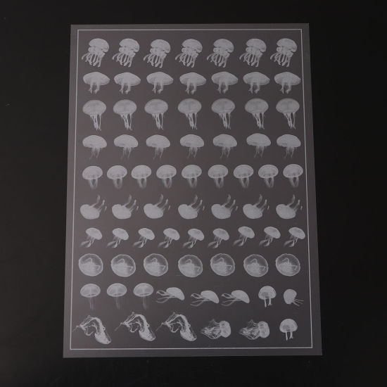 Image de DIY Papier Autocollant Décoration en Résine & PVC Rectangle Multicolore Animal Marin 15cm x 10.5cm, 2 Pièces