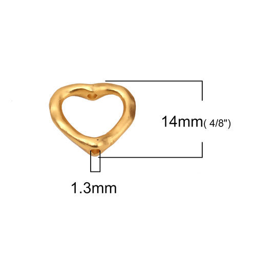 Picture of Zinc Based Alloy Beads Frames Heart Matt Gold (Fits 8mm Beads) 14mm x 14mm, 10 PCs