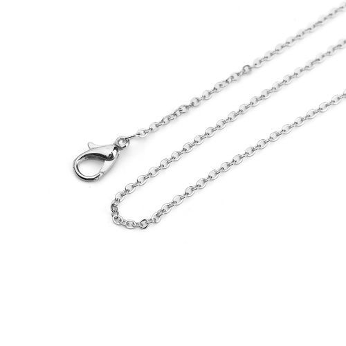 合金 小豆チェーン・あづきチェーン ネックレス シルバートーン 77cm長さ、 チェーンサイズ: 2.2x1.7mm、 5 本 の画像