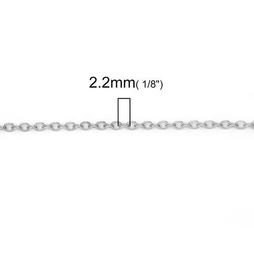 合金 小豆チェーン・あづきチェーン ネックレス シルバートーン 77cm長さ、 チェーンサイズ: 2.2x1.7mm、 5 本 の画像