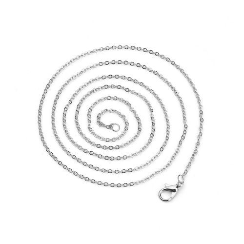 合金 小豆チェーン・あづきチェーン ネックレス シルバートーン 77cm長さ、 チェーンサイズ: 2.2x1.7mm、 5 本 の画像