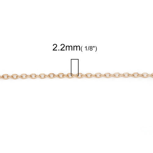 合金 小豆チェーン・あづきチェーン ネックレス KC金メッキ 77cm長さ、 チェーンサイズ: 2.2x1.7mm、 5 本 の画像